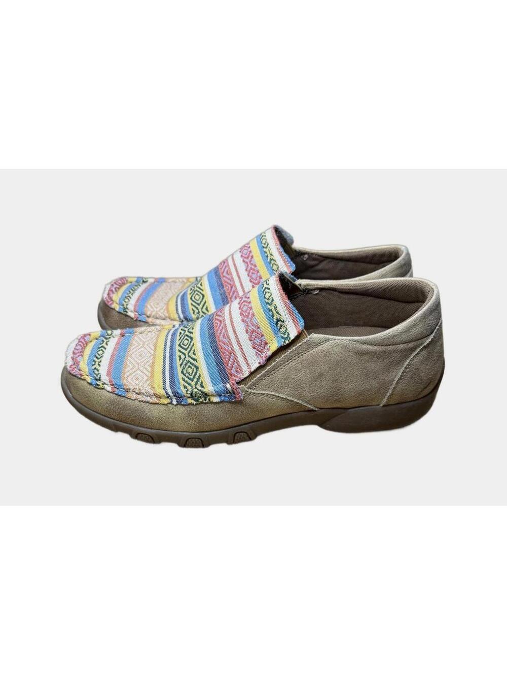 Roper Slip-On Shoes Women's Size 8 Beige Multicolor Aztec Print Comfort Casual
